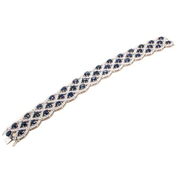 18K White Gold Antique Floating Sapphire Diamond Bracelet Image 2 LeeBrant Jewelry & Watch Co Sandy Springs, GA
