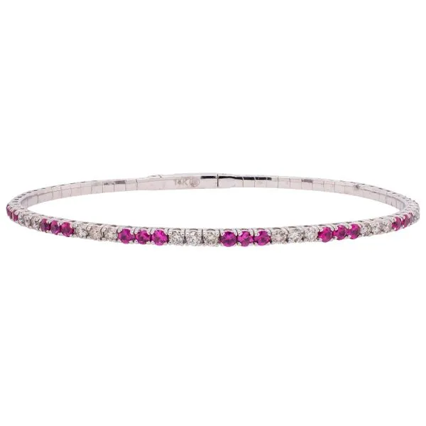 14K White Gold Ruby Diamond Flexi Bangle Bracelet LeeBrant Jewelry & Watch Co Sandy Springs, GA