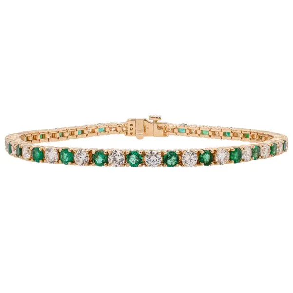 14K Yellow Gold Emerald Diamond Tennis Bracelet LeeBrant Jewelry & Watch Co Sandy Springs, GA