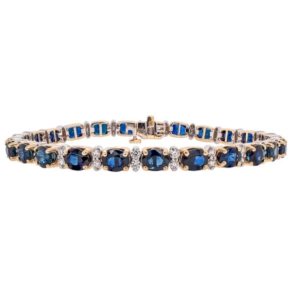 14K Yellow and White Gold Oval Sapphire Diamond Tennis Bracelet LeeBrant Jewelry & Watch Co Sandy Springs, GA