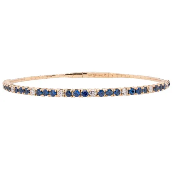 14K Yellow Gold Sapphire Diamond Flexi Bangle Bracelet LeeBrant Jewelry & Watch Co Sandy Springs, GA