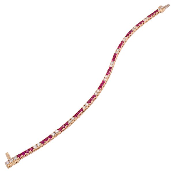 14K Yellow Gold Ruby Diamond Tennis Bracelet Image 2 LeeBrant Jewelry & Watch Co Sandy Springs, GA
