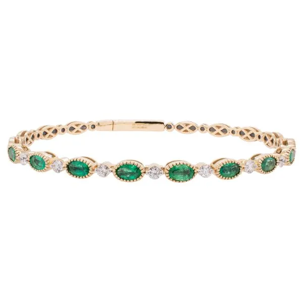 14K Yellow Gold Oval Emerald Diamond Bangle Bracelet LeeBrant Jewelry & Watch Co Sandy Springs, GA