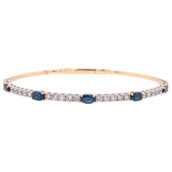 14K Yellow and White Gold Sapphire Oval Diamond Flezi Bangle Bracelet LeeBrant Jewelry & Watch Co Sandy Springs, GA