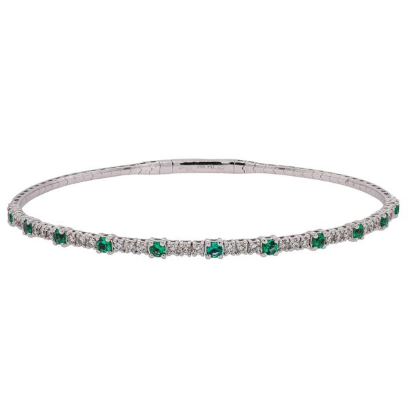 18K White Gold Emerald Diamond Sapphire Diamond Alternating Brangle Bracelet LeeBrant Jewelry & Watch Co Sandy Springs, GA