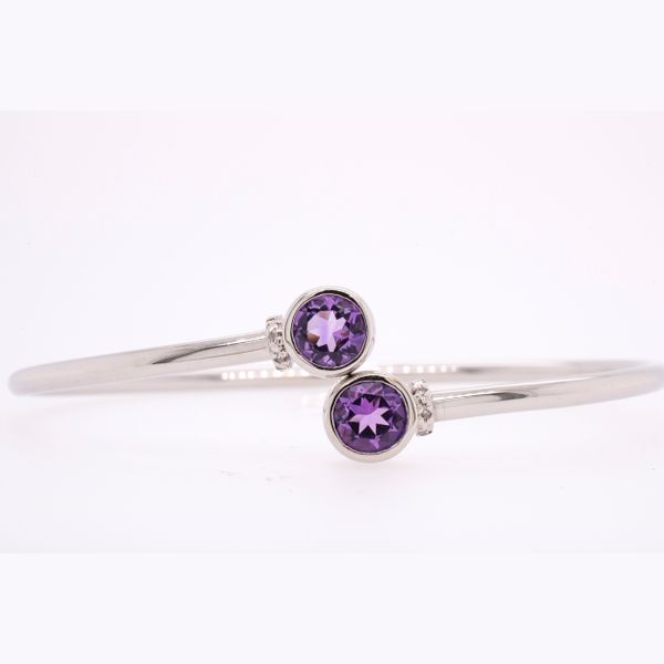 Sterling Silver Amethyst Diamond Bypass Bangle Bracelet LeeBrant Jewelry & Watch Co Sandy Springs, GA