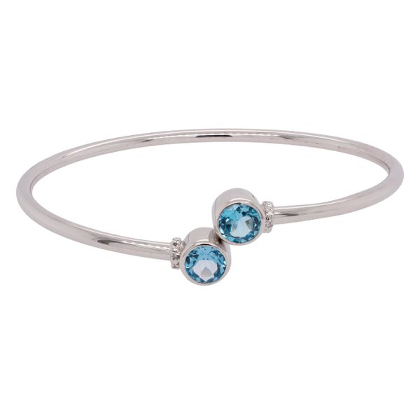Sterling Silver Blue Topaz Bypass Bangle Bracelet Image 2 LeeBrant Jewelry & Watch Co Sandy Springs, GA