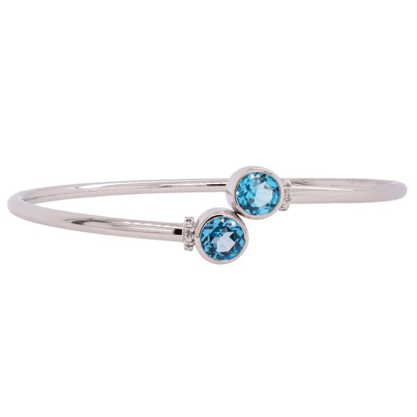 Sterling Silver Blue Topaz Bypass Bangle Bracelet LeeBrant Jewelry & Watch Co Sandy Springs, GA