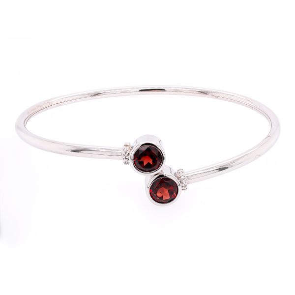 Sterling Silver Bypass Garnet Bangle Bracelet LeeBrant Jewelry & Watch Co Sandy Springs, GA