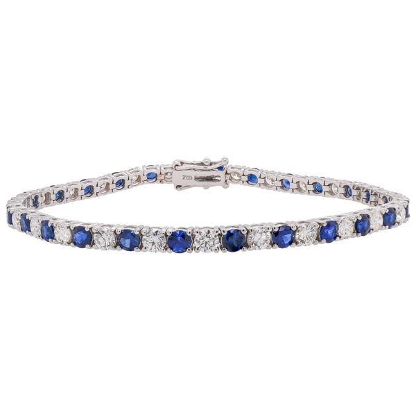 18K White Gold Sapphire & Diamond Tennis Bracelet | 3.97 CTW Sapphires & 3.31 CTW Diamonds LeeBrant Jewelry & Watch Co Sandy Springs, GA