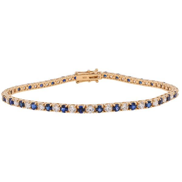 18K Yellow Gold Sapphire and Diamond Tennis Bracelet LeeBrant Jewelry & Watch Co Sandy Springs, GA