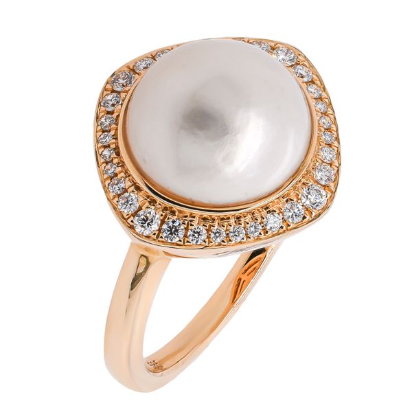 14K Yellow Gold Pearl Diamond Ring 15.2mm Image 2 LeeBrant Jewelry & Watch Co Sandy Springs, GA