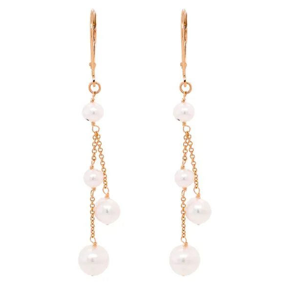 14K Yellow Gold Dangle Pearl LatchBack Earrings LeeBrant Jewelry & Watch Co Sandy Springs, GA