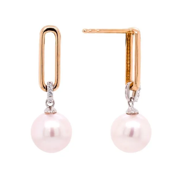 14K Yellow and White Pearl Dangle Earrings Image 2 LeeBrant Jewelry & Watch Co Sandy Springs, GA