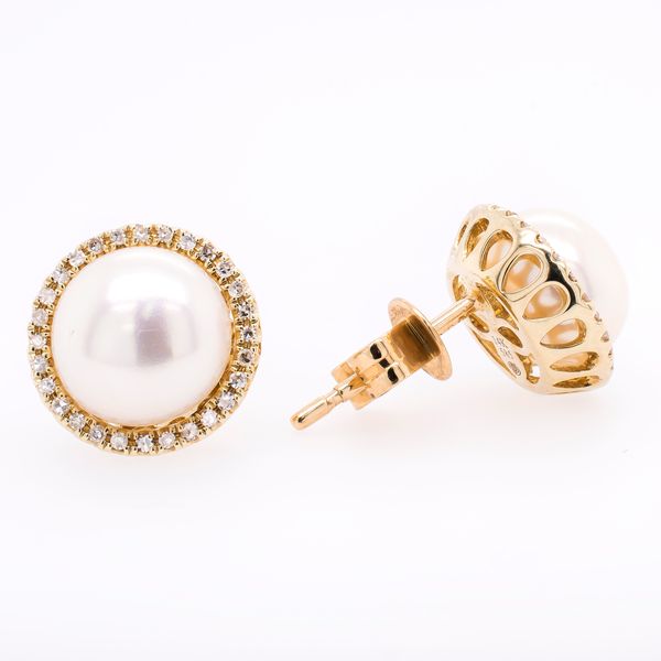 14K Yellow Gold Pearl Diamond Earrings LeeBrant Jewelry & Watch Co Sandy Springs, GA