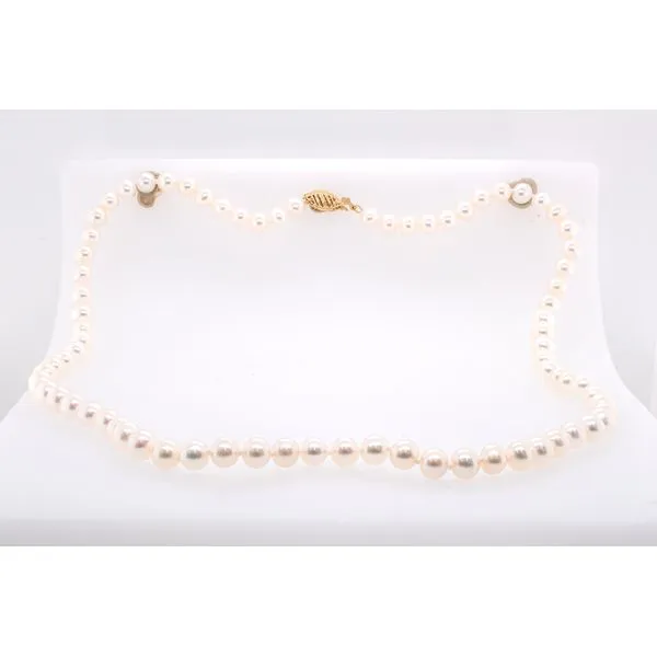 14K Yellow Gold Fresh Water Pearl Princess Length White Pearl Necklace LeeBrant Jewelry & Watch Co Sandy Springs, GA