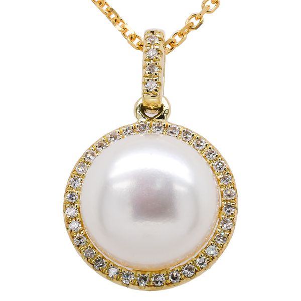 14K Yellow Gold Pearl Diamond Necklace 16in LeeBrant Jewelry & Watch Co Sandy Springs, GA