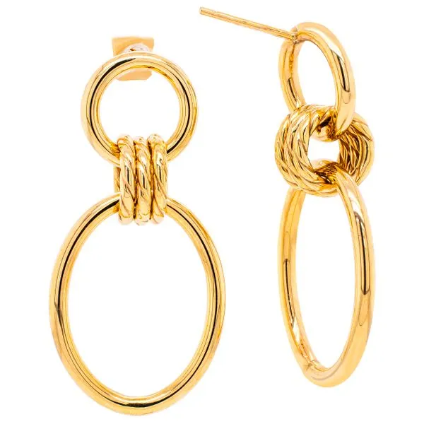 14K Yellow Gold Oval Dangle Earrings on Posts LeeBrant Jewelry & Watch Co Sandy Springs, GA