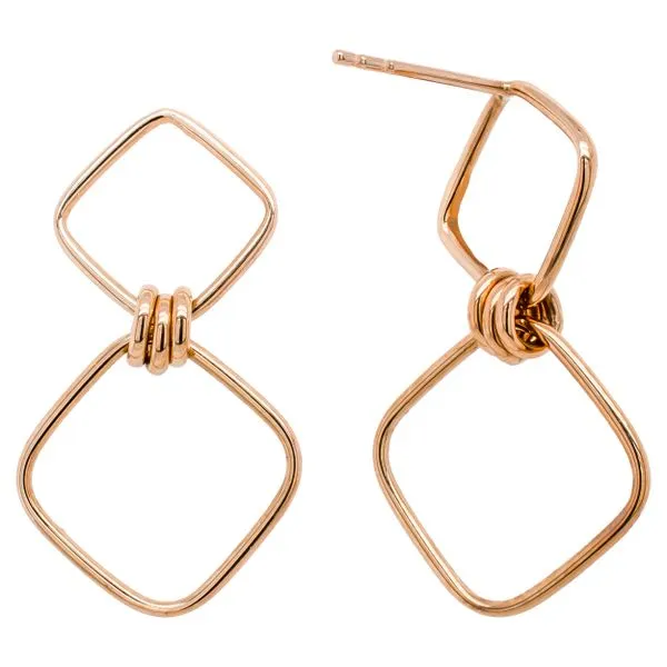 14K Yellow Gold Double Square Dangle Stud Earrings LeeBrant Jewelry & Watch Co Sandy Springs, GA