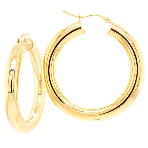 14K Yellow Gold 35mm Tube Hoop Earrings LeeBrant Jewelry & Watch Co Sandy Springs, GA