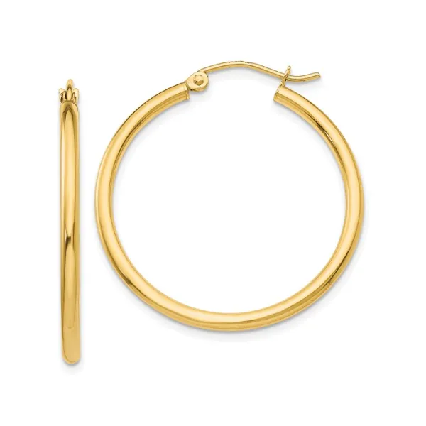 14K Yellow Gold 30mm Tube Hoop Earrings LeeBrant Jewelry & Watch Co Sandy Springs, GA