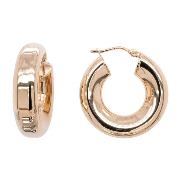 14K Yellow Gold 6MM Wide Flat-Out Tube Hoop Earrings LeeBrant Jewelry & Watch Co Sandy Springs, GA