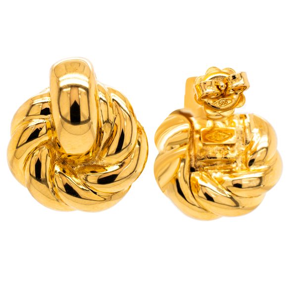 14K Yellow Gold Twisted Knot Door Knocker Earrings Image 2 LeeBrant Jewelry & Watch Co Sandy Springs, GA