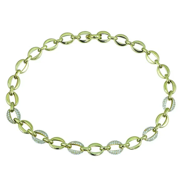 14K Yellow Gold Cable Chain Link Necklace with 6 Diamond Links LeeBrant Jewelry & Watch Co Sandy Springs, GA