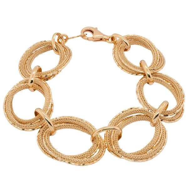 18K Yellow Gold Double Oval Link Diamond and Braided Cut Chain Link Bracelet LeeBrant Jewelry & Watch Co Sandy Springs, GA