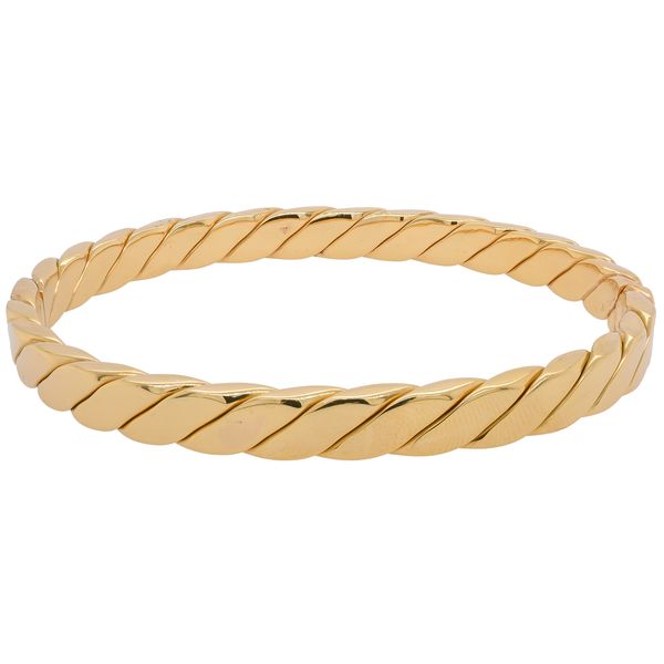 18K Yellow Gold Twisted Bangle Bracelet 6.2mm wide LeeBrant Jewelry & Watch Co Sandy Springs, GA
