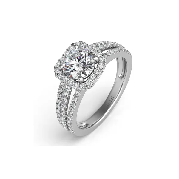Diamond Prong Set Halo Engagement Ring in 14K White Gold similar item image