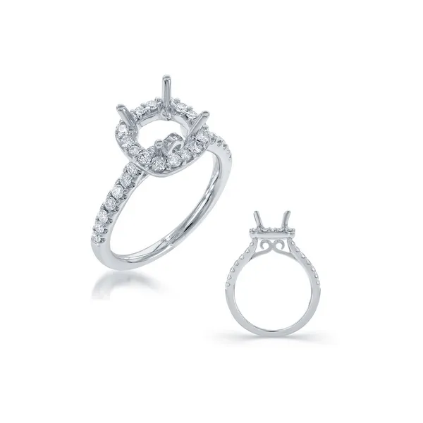 Diamond Prong Set Halo Engagement Ring in 14K White Gold similar item image
