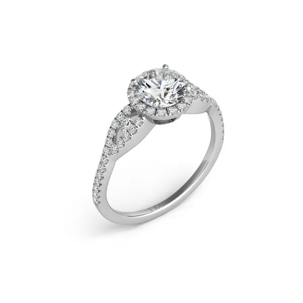 Diamond Prong Set Halo Engagement Ring in 14K White Gold