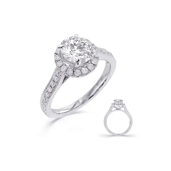 Diamond Halo Engagement Ring in 14K White Gold