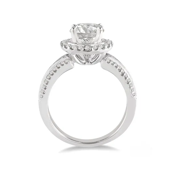 Diamond Halo Engagement Ring with Split Shank and Milgrain Detail in 14K White Gold Image 2 Legacy Diamond & Gems Sheridan, WY