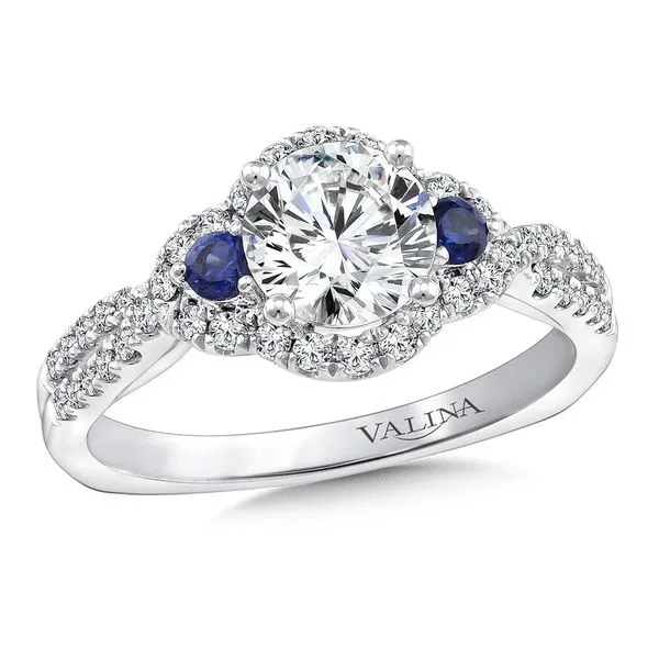 Diamond Halo Style Engagement Ring with Sapphires Legacy Diamond & Gems Sheridan, WY
