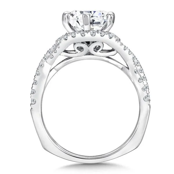 Diamond Prong Set Halo with Twisted Band Engagement Ring in 14K White Gold Image 2 Legacy Diamond & Gems Sheridan, WY