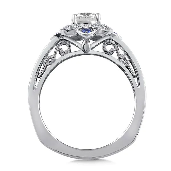 Floral Diamond and Blue Sapphire Engagement Ring Image 2 Legacy Diamond & Gems Sheridan, WY