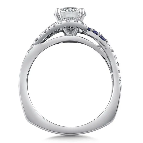 Diamond and Blue Sapphire Prong Set Engagement Ring Image 2 Legacy Diamond & Gems Sheridan, WY