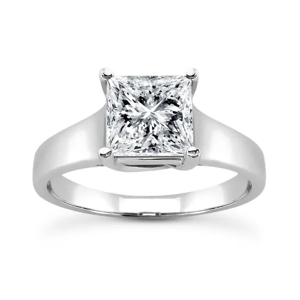14K White Gold Prong Set Square Solitaire Engagement Ring Legacy Diamond & Gems Sheridan, WY