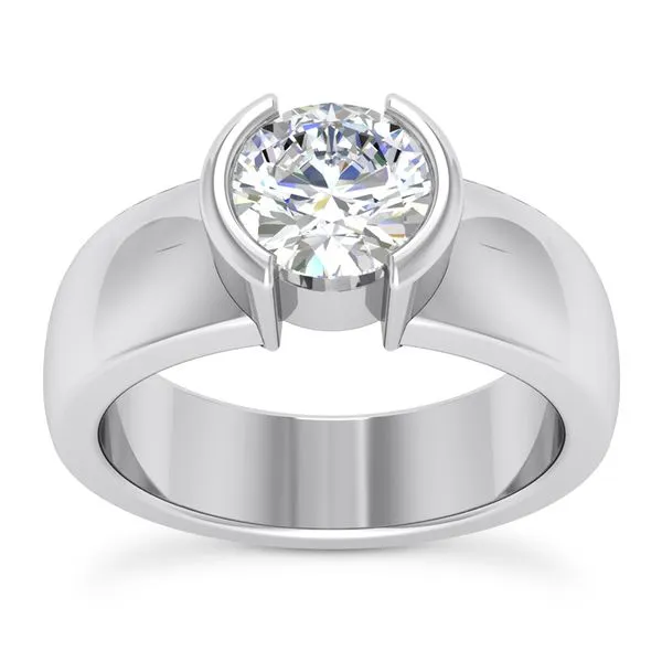 14K White Gold Half Bezel Set Solitaire Engagement Ring Legacy Diamond & Gems Sheridan, WY