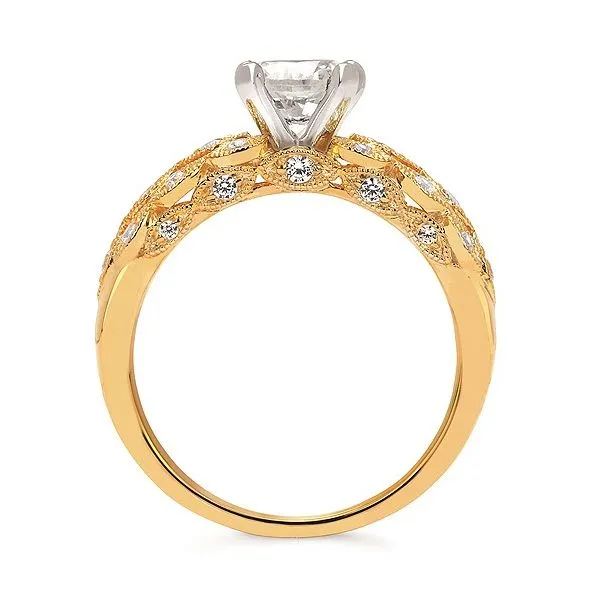 Prong Set Diamond Engagement Ring with Milgrain Detail Image 2 Legacy Diamond & Gems Sheridan, WY