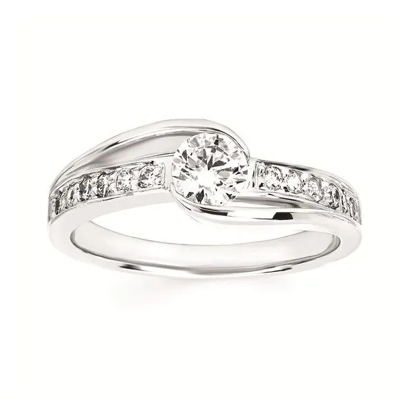 14K White Gold Diamond Half Bezel Set Engagement Ring Legacy Diamond & Gems Sheridan, WY