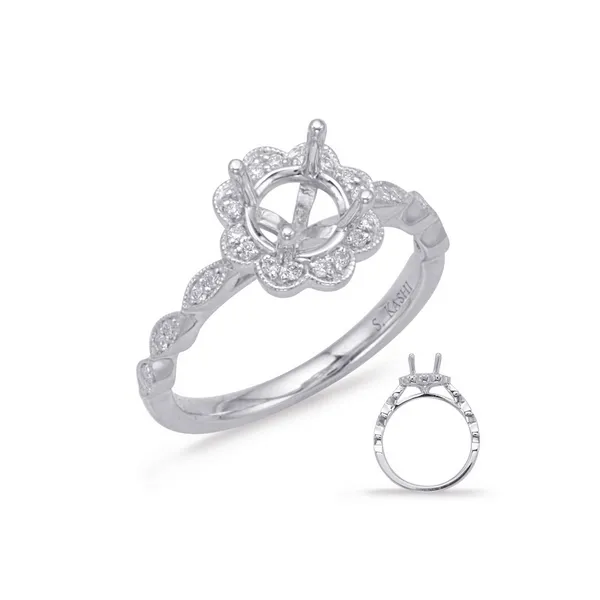 14K White Gold Diamond Prong Set Halo Engagement Ring Legacy Diamond & Gems Sheridan, WY