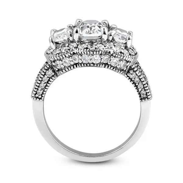 3-Stone Style Halo Engagement Ring with Milgrain Detail Image 2 Legacy Diamond & Gems Sheridan, WY