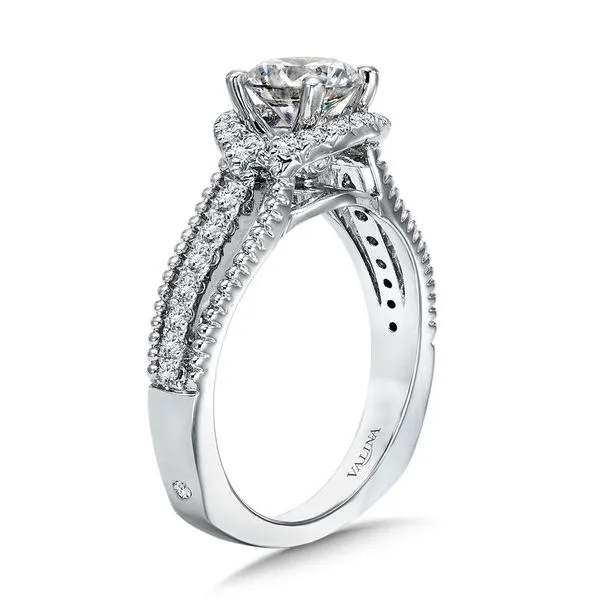 Diamond Halo Engagement Ring with Bead Detail Image 2 Legacy Diamond & Gems Sheridan, WY
