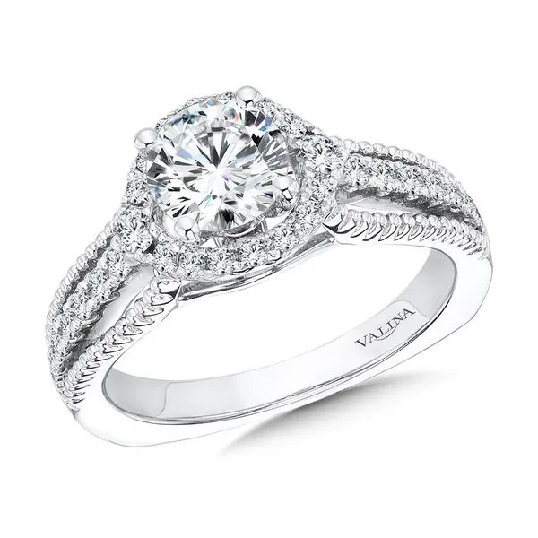 Diamond Halo Engagement Ring with Bead Detail Legacy Diamond & Gems Sheridan, WY