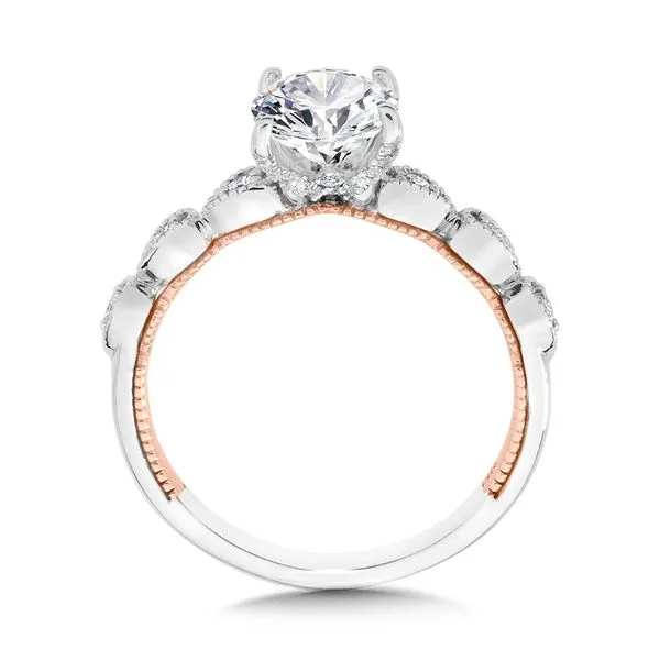 Two-Tone Milgrain-Beaded Hidden Accent Diamond Engagement Ring Image 2 Legacy Diamond & Gems Sheridan, WY