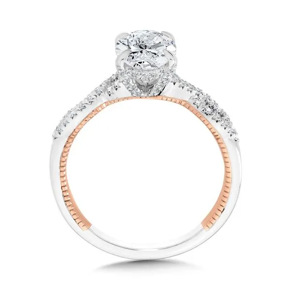 Oval-Cut Crisscross Two-Tone Milgrain Beaded Hidden Halo Diamond Engagement Ring Image 2 Legacy Diamond & Gems Sheridan, WY