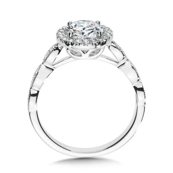 Scalloped & Milgarian Beaded Round Halo Engagement Ring Image 2 Legacy Diamond & Gems Sheridan, WY